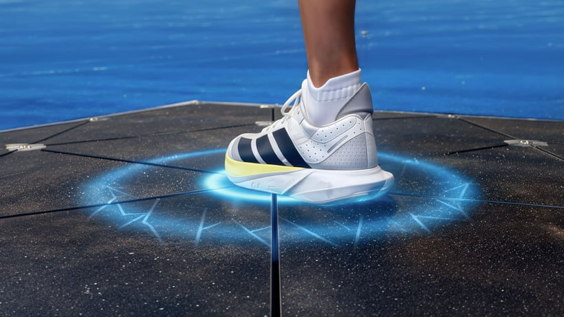 Foot on Pavegen Kinetic Tile with Energy