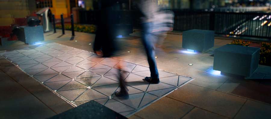 Pavegen tiles at Dupont Circle USA with interactive urban lighting