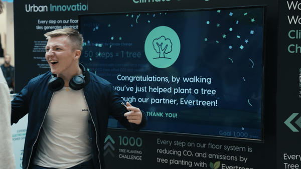 Pavegen sustainable event technology with tree planting software engaging customers