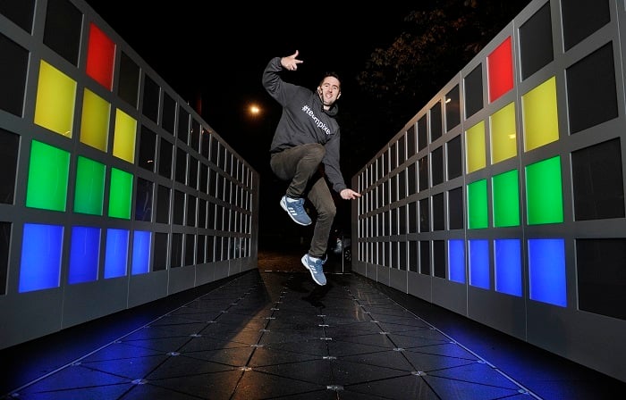 Google Pavegen Kinetic Walkway Man Jumping