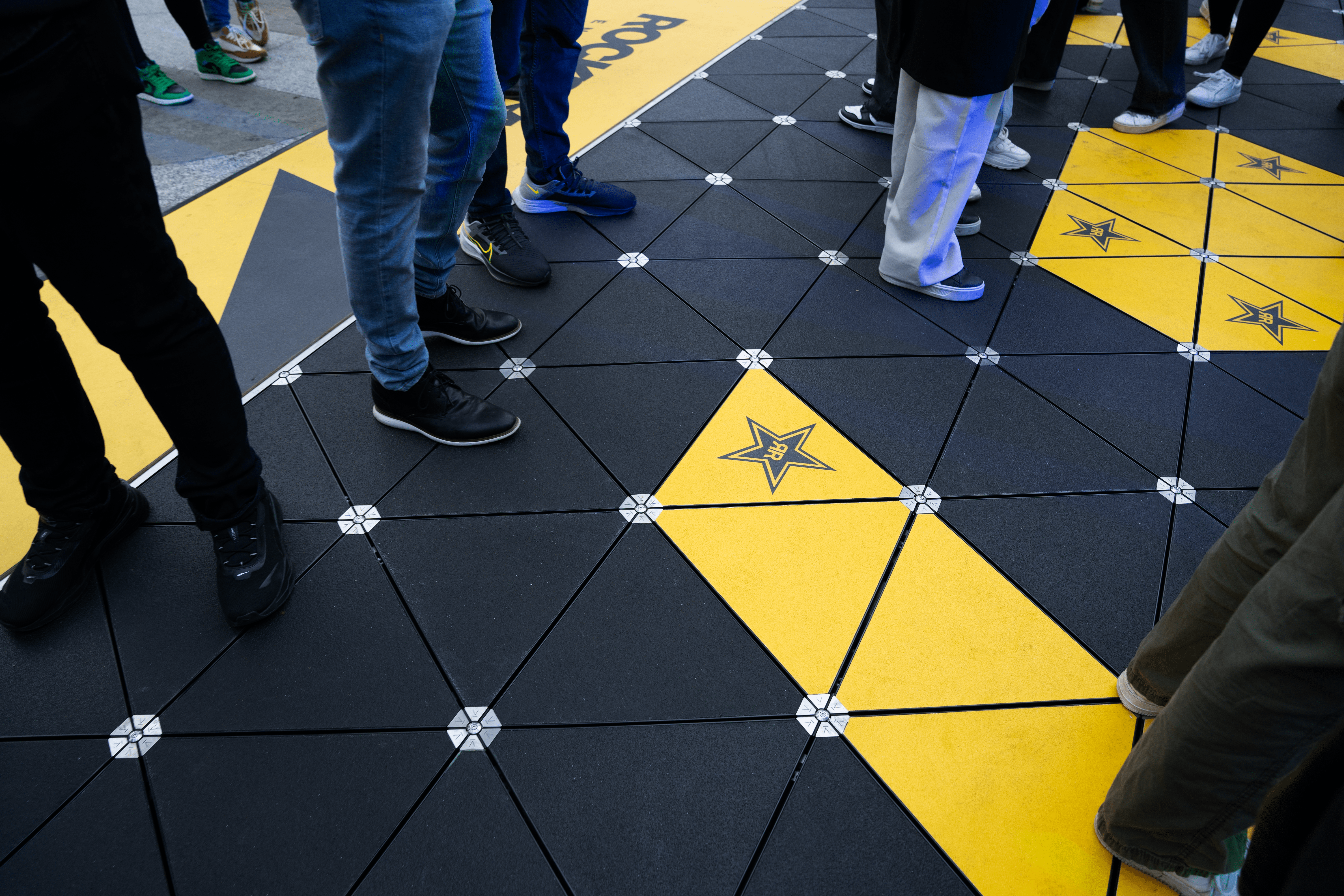 Pavegen and Rockstar branded kinetic tiles