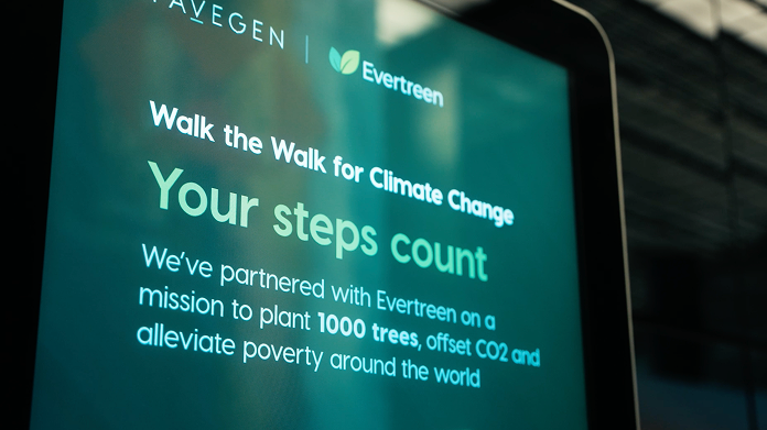 Pavegen Data Screen with tree planting software